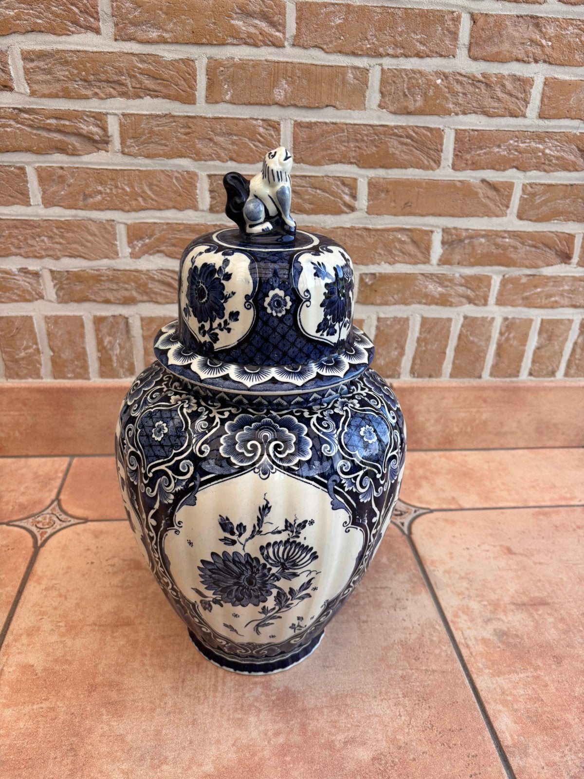 Vintage Delfts blauwe dekselvaas - Boch, Ophalen