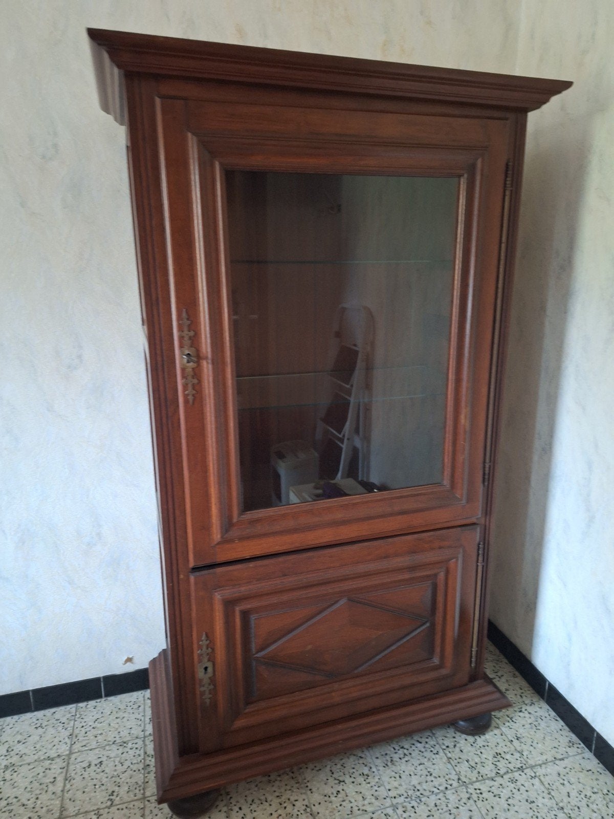 Meuble verrière couleur acajou, Ancien, 25 à 50 cm, Avec porte(s), Utilisé