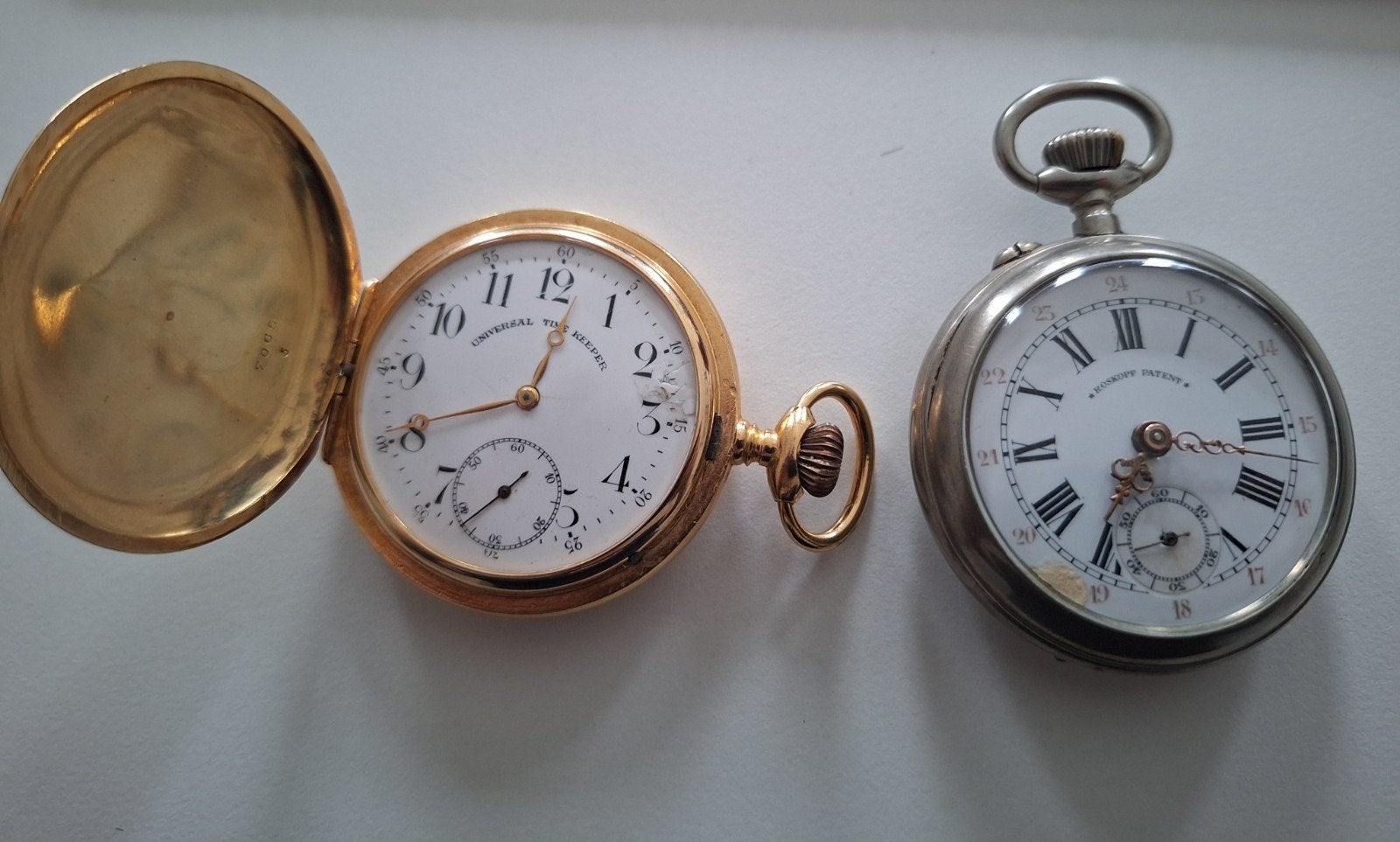 lot de 2 montres goussets une en plaque or keeper et roskopf, Enlèvement ou Envoi
