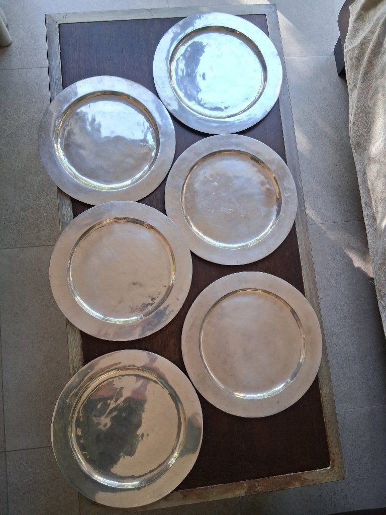 Set decoratieve borden in tin uit Rwanda, Antiek en Kunst, Ophalen