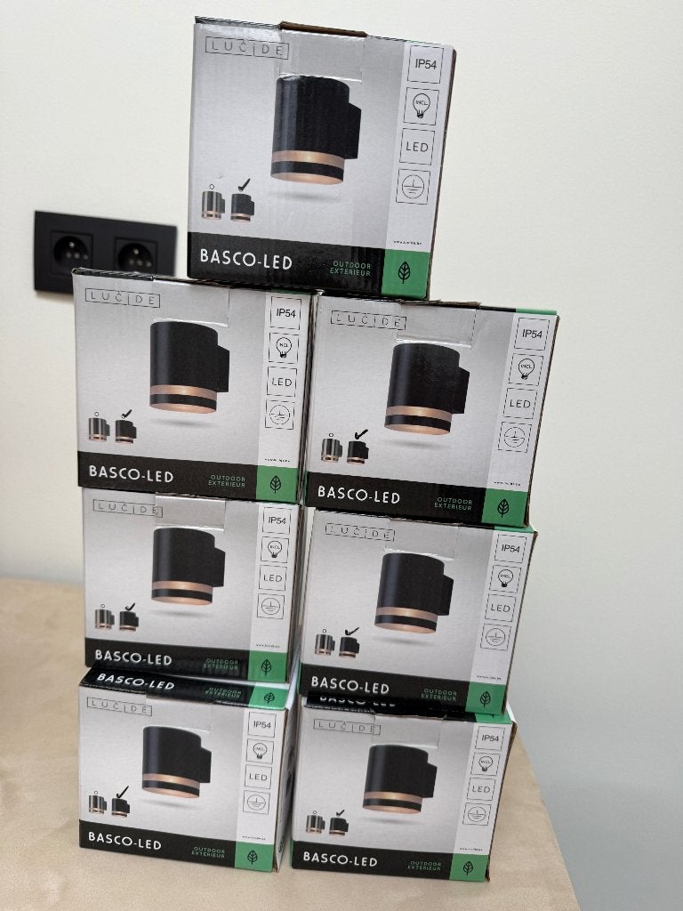 Buitenverlichting zwart (7 stuks), Tuin en Terras, Buitenverlichting, Ophalen, Nieuw, Wandlamp, Led
