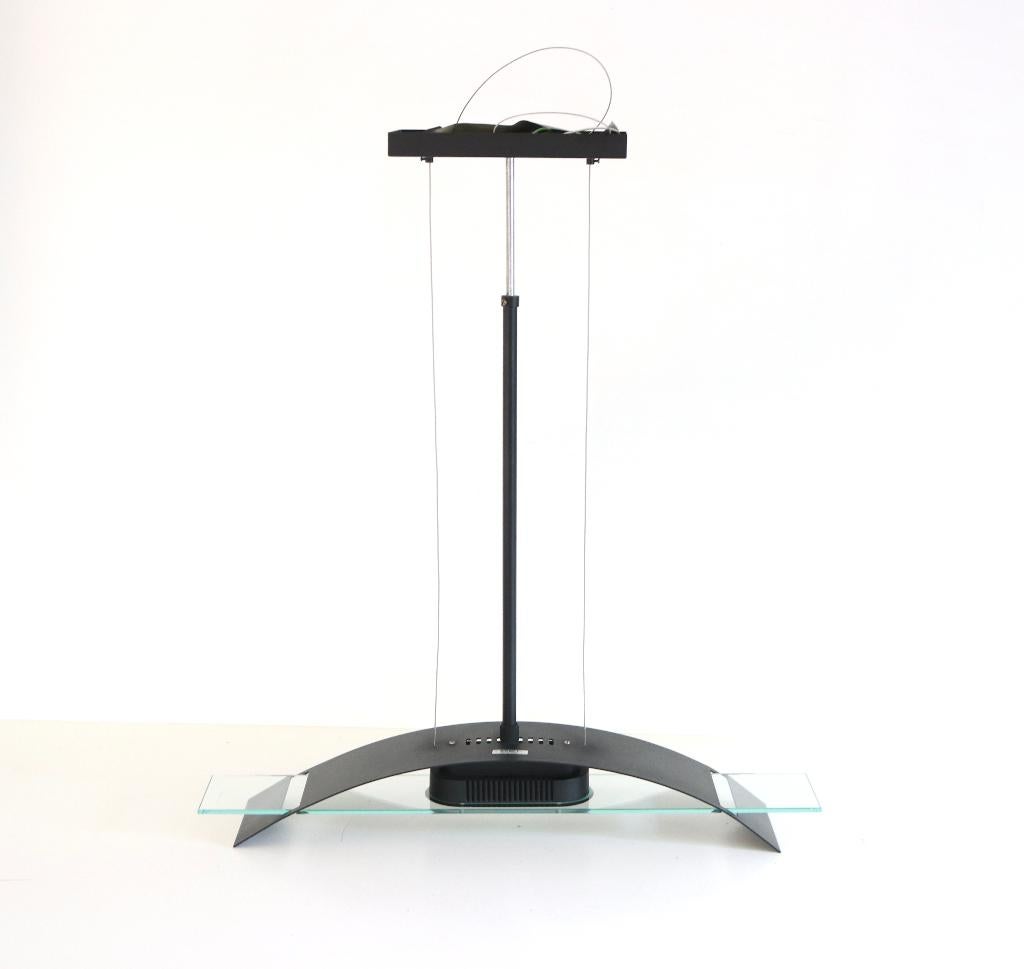 Postmodern Aluminum and Glass Hanging Light - Vintage lamp, Enlèvement, Verre