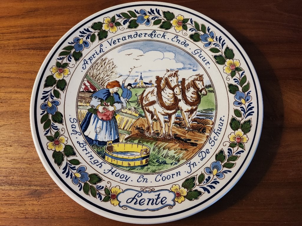 Koninklijke goedewaagen Kleurendelft wandbord Lente, Ophalen of Verzenden