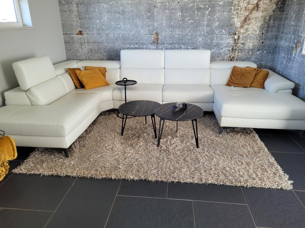 Canapé d'angle 4 pièces design italien, cuir blanc, Maison & Meubles, Enlèvement