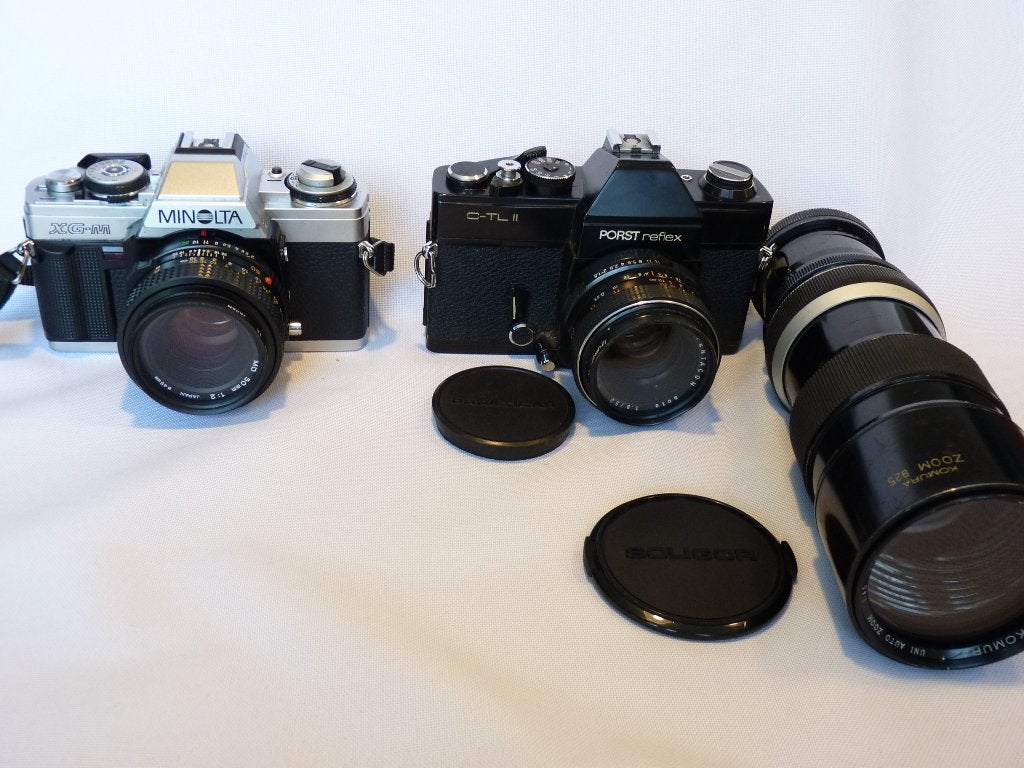 Minolta XG-M, MD 2,0/50 mm et reflex Porst, Pentacon 1,8/50, Enlèvement ou Envoi, Utilisé, Reflex miroir, Minolta