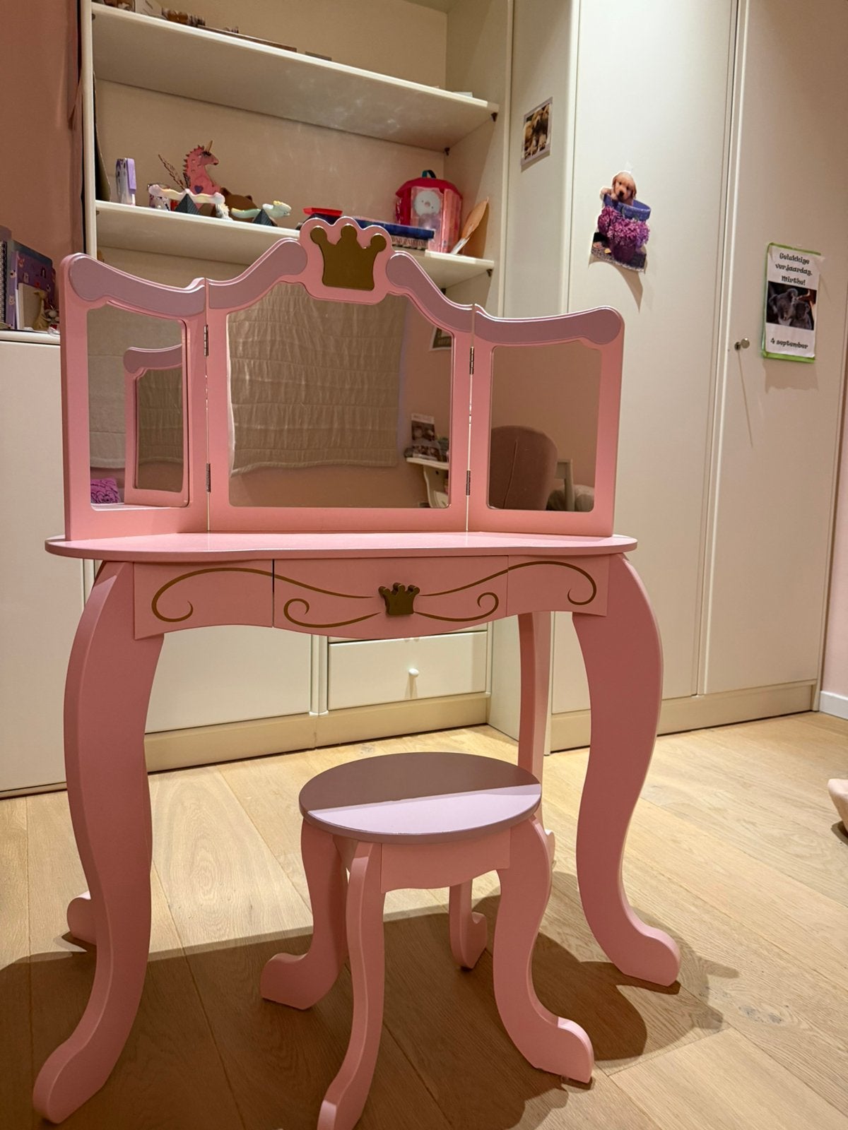Schminktafel prinsessen met stoeltje, Ophalen, Zo goed als nieuw