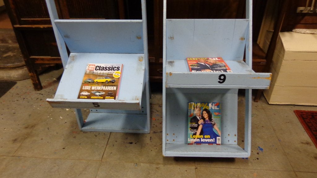 2 Retro vintage lectuurbakken tijdschriftenbakken krantenbak, Huis en Inrichting, Krantenbak, Ophalen, Vintage