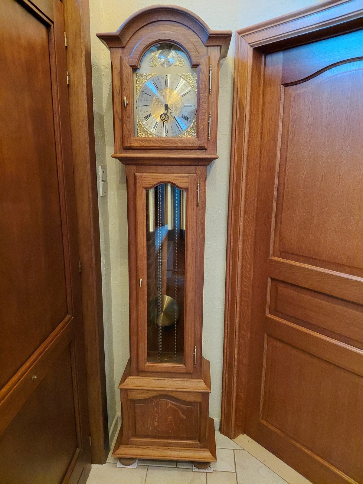 Massieve eiken staanklok binnewerk interclock, Antiek en Kunst, Antiek | Klokken, Ophalen