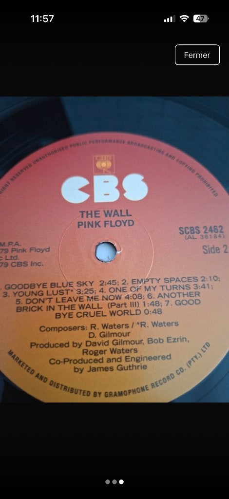 Pink Floyd – The Wall – 2 vinyles original  sud-africain CBS, CD & DVD, Vinyles | Rock, Comme neuf, Autres genres, Pochette gatefold
