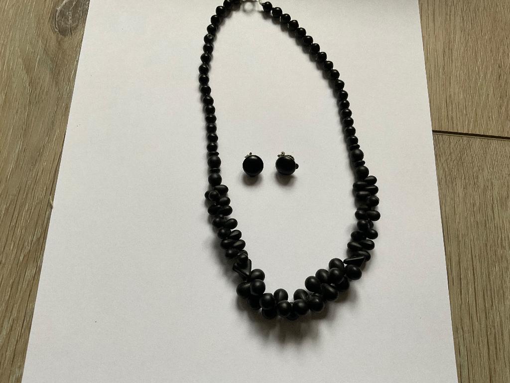 Antieke gitten rouwketting, Ophalen of Verzenden, Ketting