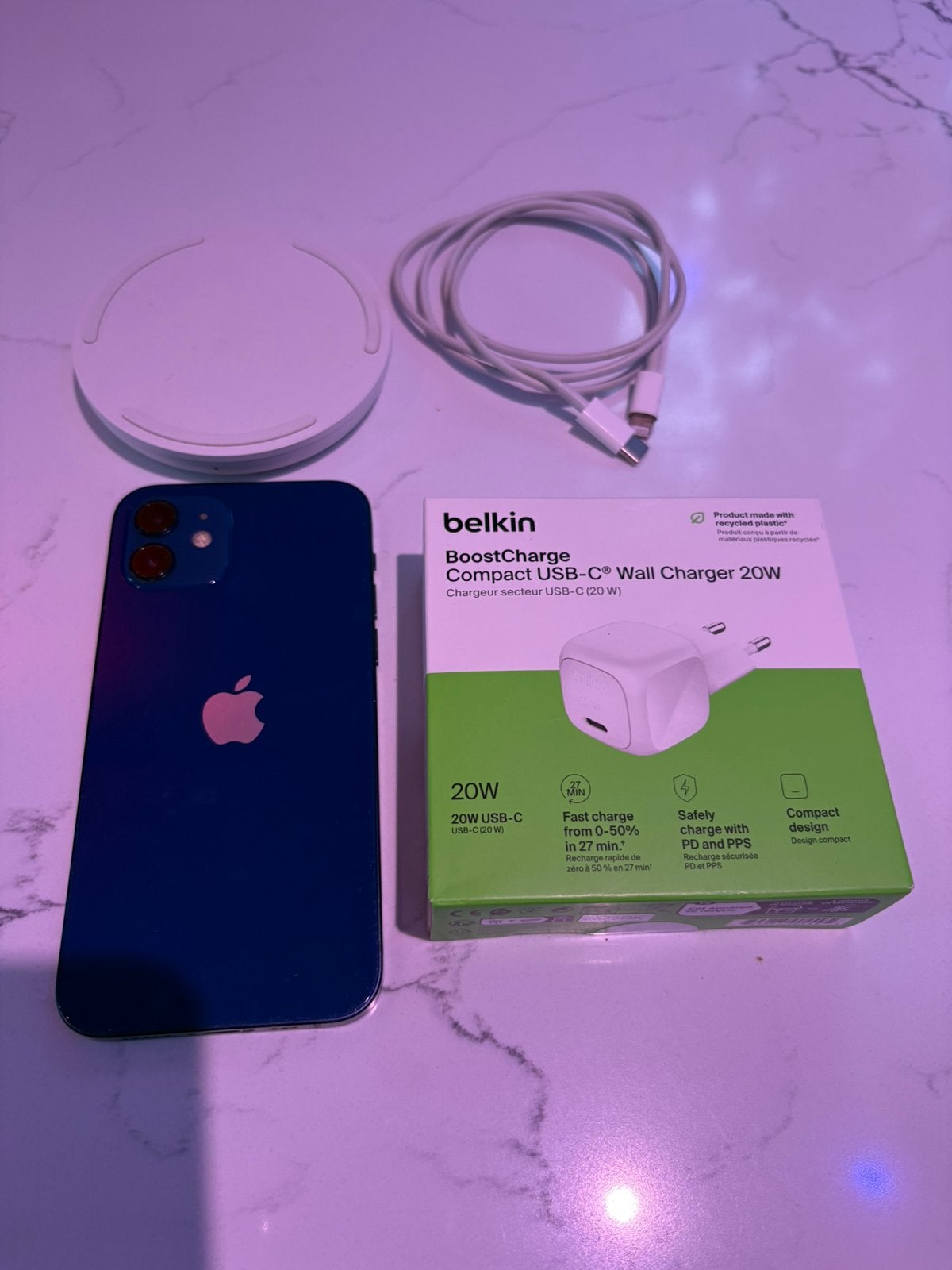 Apple Iphone 12 Blauw - 64GB inc. laders, Télécoms, Enlèvement ou Envoi, Sans abonnement, Sans simlock, Bleu