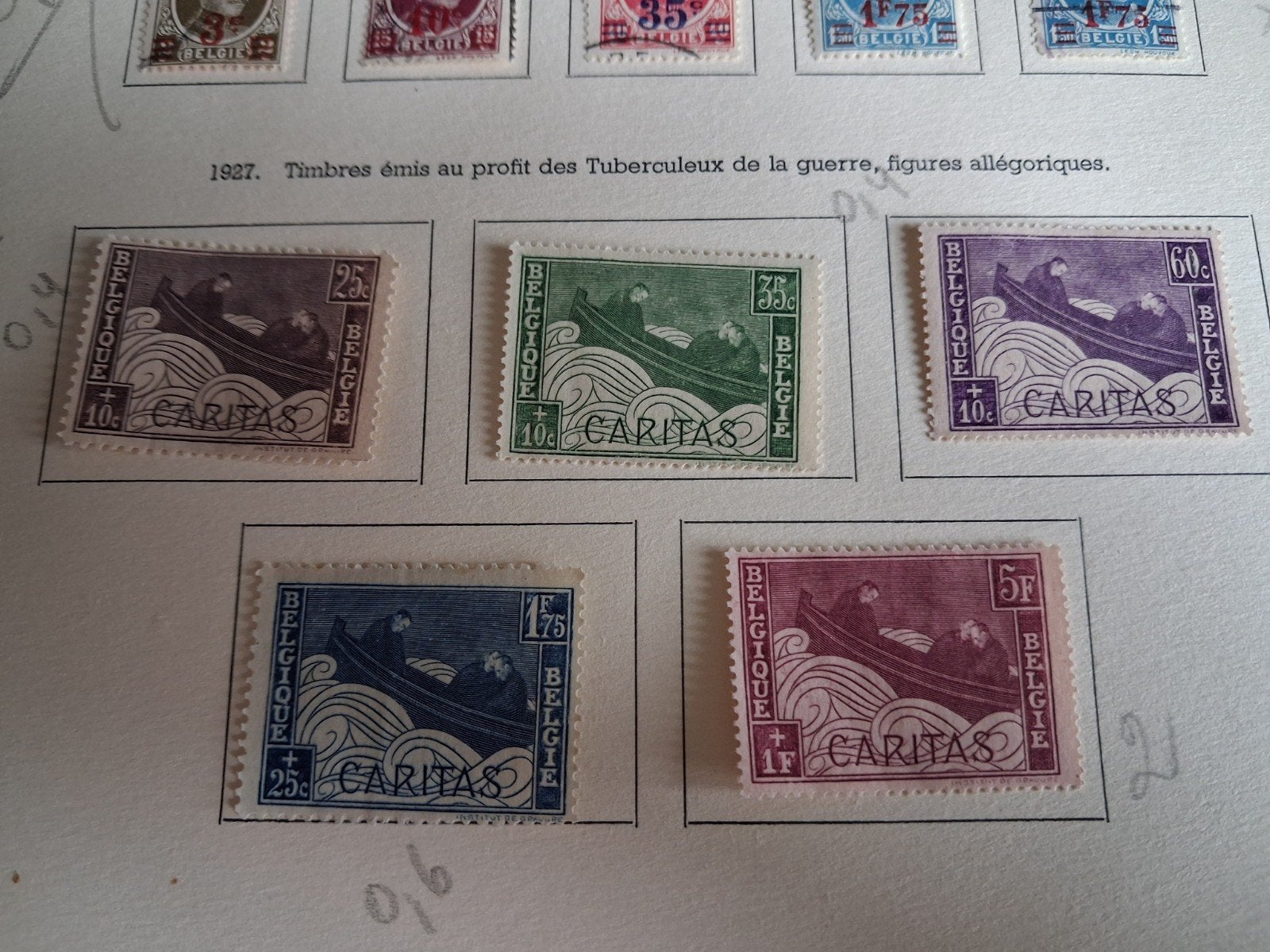 1927 timbres belges  Caritas COB 249 à 253, Enlèvement ou Envoi