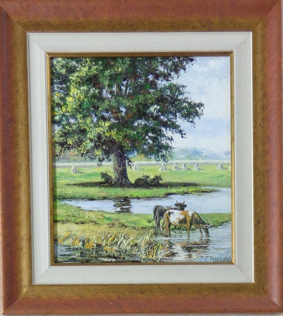 JEAN-JACQUES ROUSSEAU / MARECAGES / OLIEVERF / 44x40cm KADER, Ophalen of Verzenden