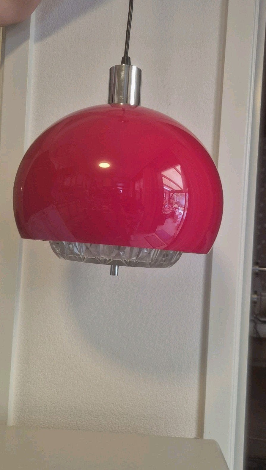 Vintage Space age "mushroom" hanglamp - jaren 70 - shadevrij, Ophalen of Verzenden