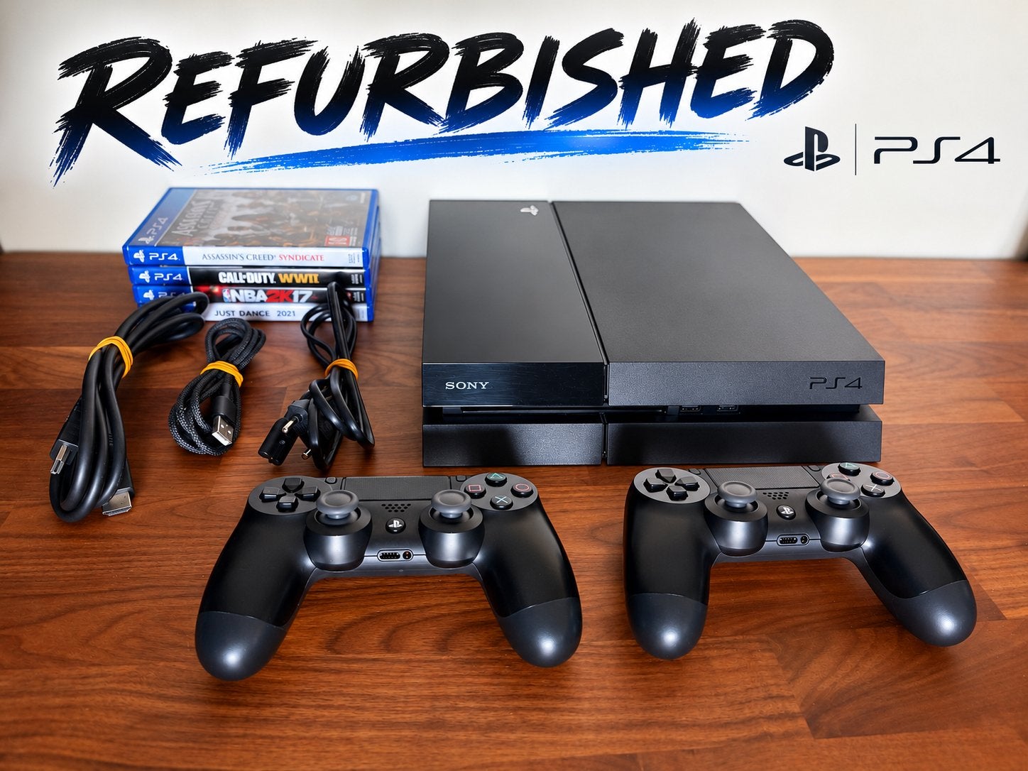 PlayStation 4 / PS4 + 2 Controllers + 4 Games, Met 2 controllers, Refurbished, Ophalen of Verzenden, Original