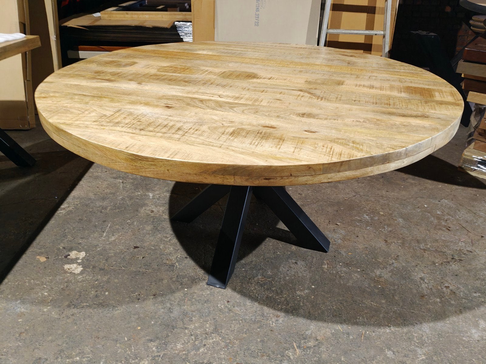 Ronde mangohouten eetkamertafel, Enlèvement, Neuf, Bois