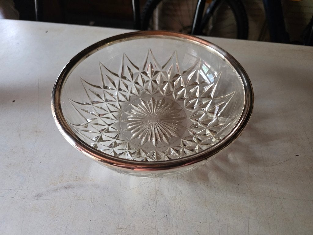 saladier en cristal et bord d'argent, Ophalen of Verzenden