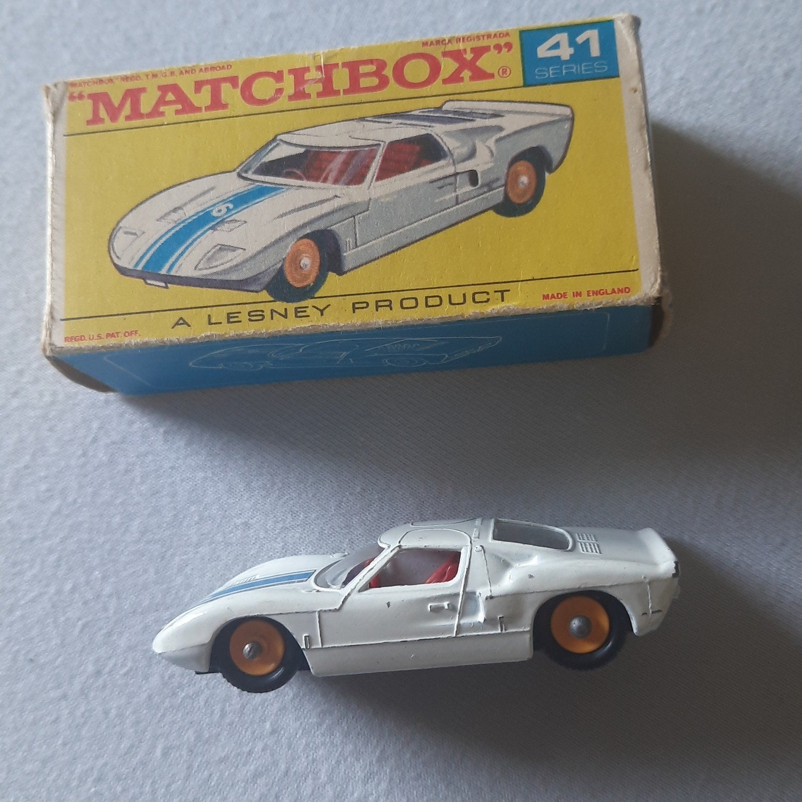 MATCHBOX SERIES nr.41C UK* FORD GT * VINTAGE * MINT IN BOX *, Hobby en Vrije tijd, Modelauto's | 1:87, Ophalen, Nieuw, Auto, Matchbox