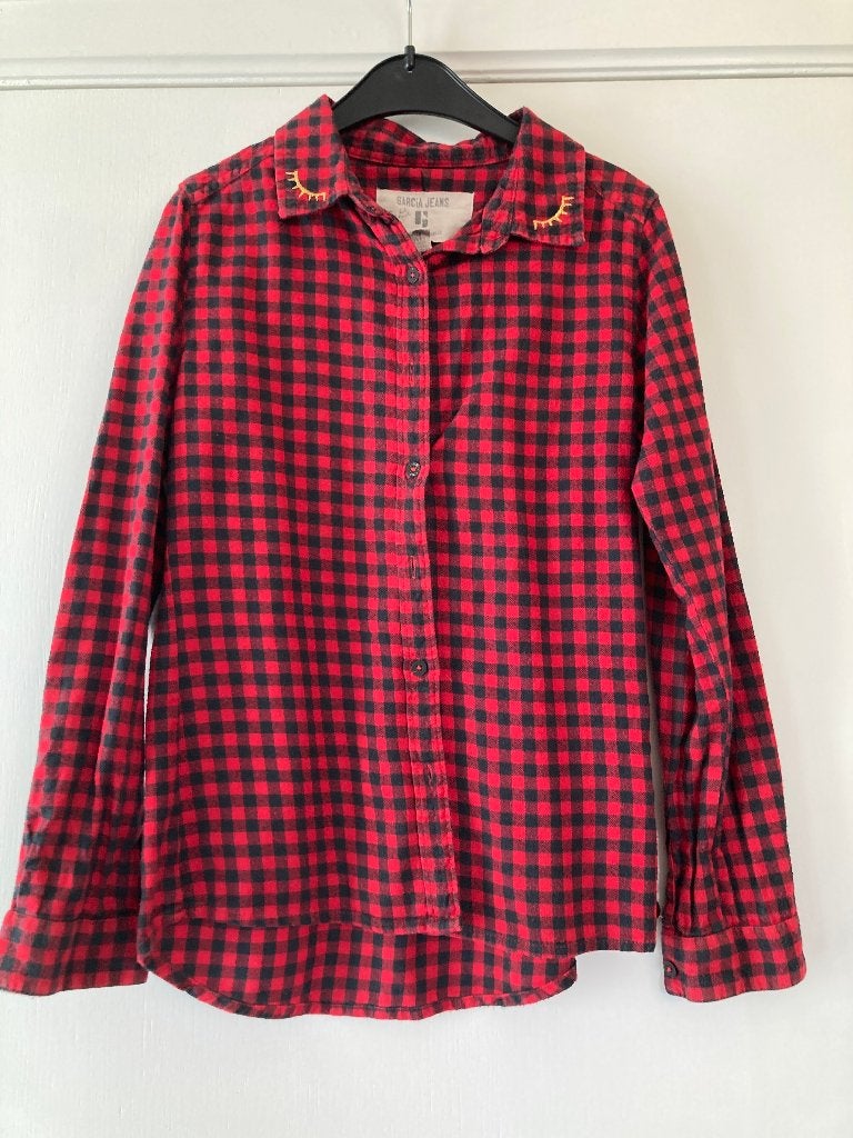 Rood/zwart geruit hemd - Garcia jeans - maat 140/146, Enfants & Bébés, Vêtements enfant | Taille 140, Enlèvement ou Envoi, Chemise ou Chemisier