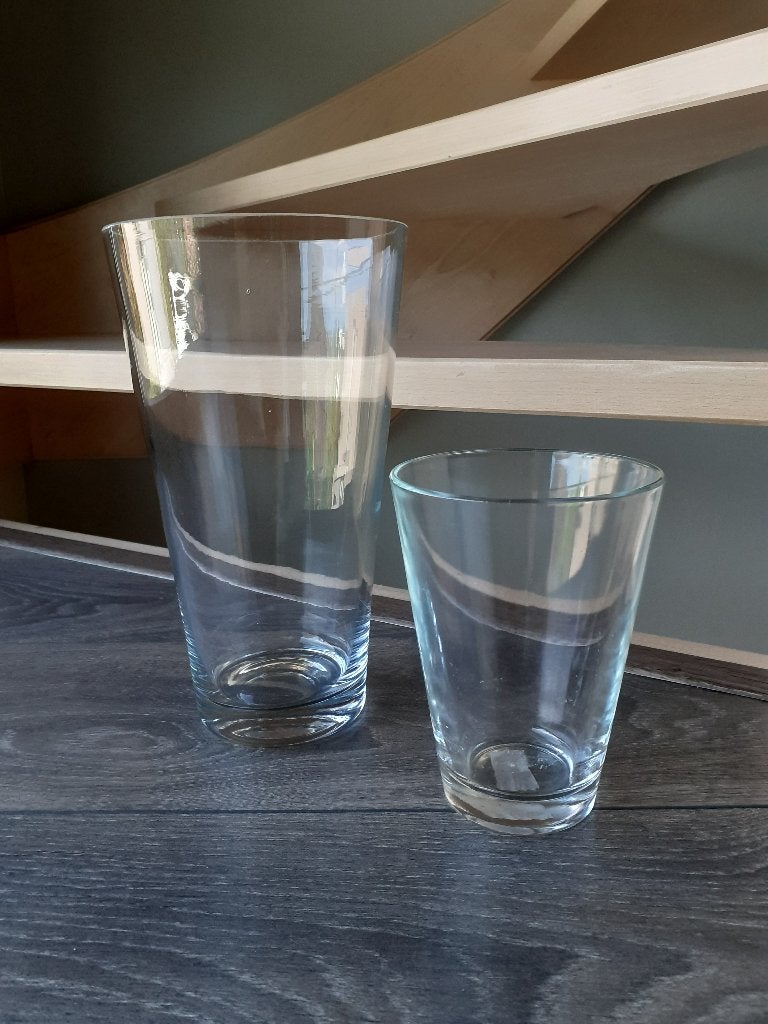 Ensemble de 2 vases à fleurs, Enlèvement ou Envoi, Comme neuf, Transparent, Verre