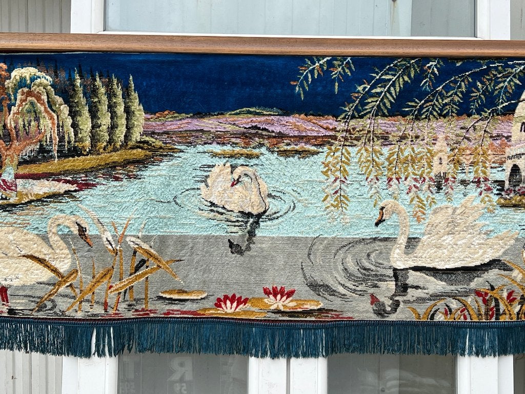 Tapisserie des Gobelins — Cygnes sur un lac — 65  165 cm, 165 cm, Tapisserie murale, 65 cm, Comme neuf
