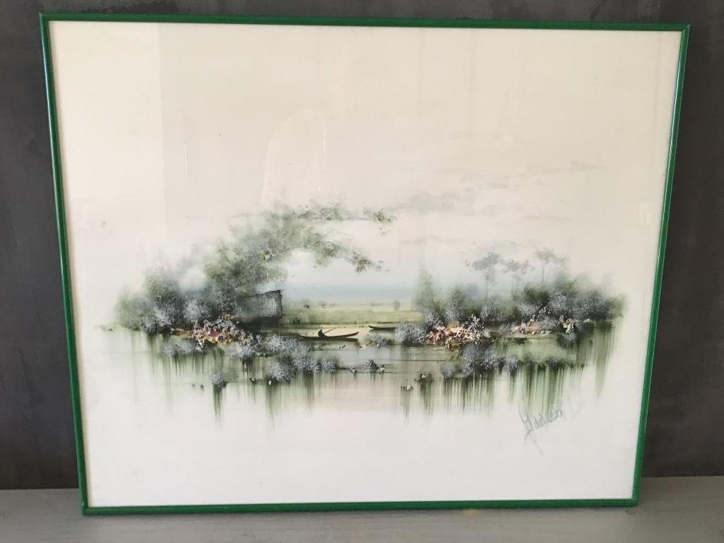 Ydderf - Peinture "Etang de pêche dans la Somme", Enlèvement ou Envoi