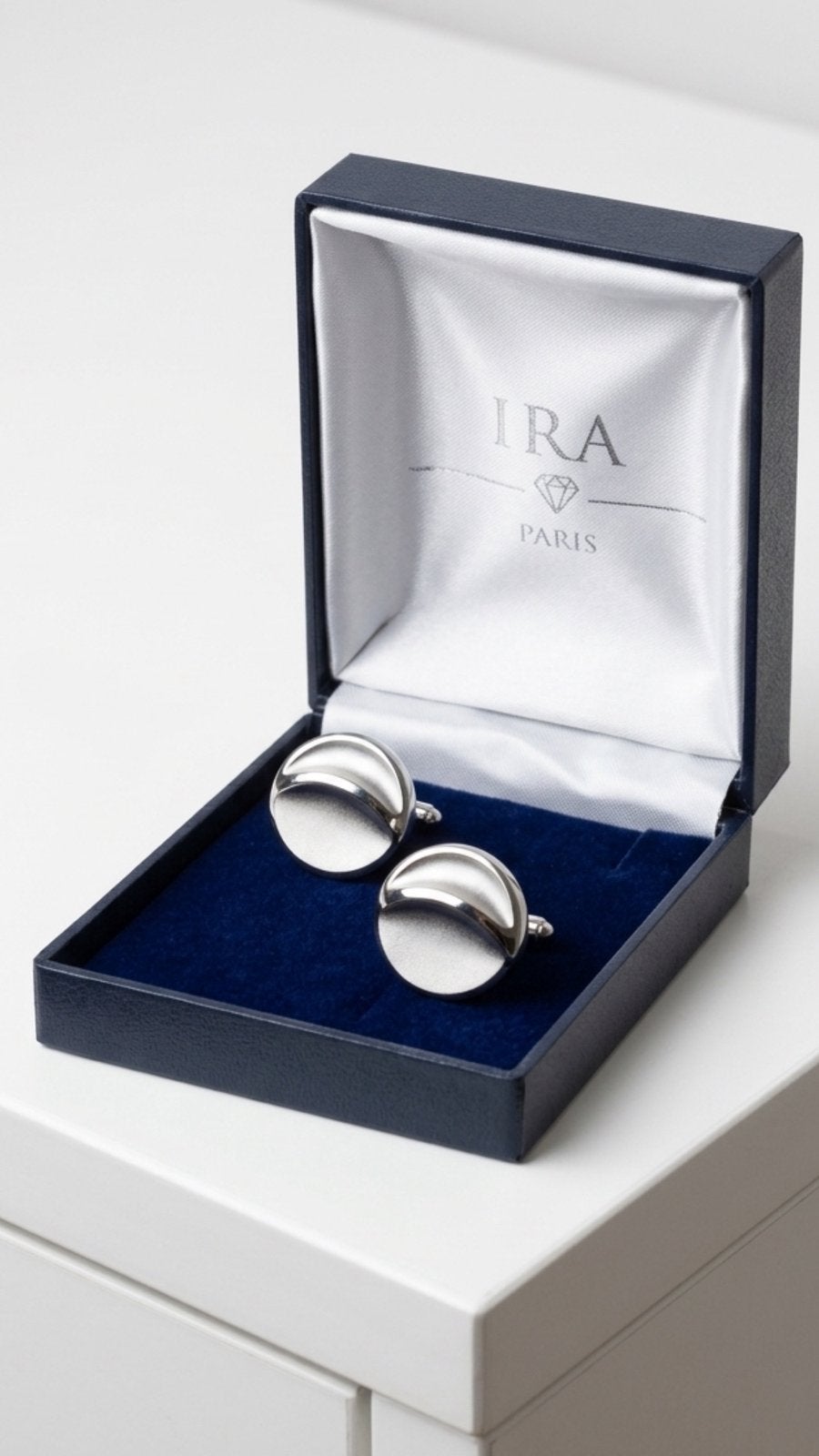 Boutons de manchettes argentée vintage maison Ira paris, Enlèvement ou Envoi, Comme neuf, Autres matériaux, Argenté