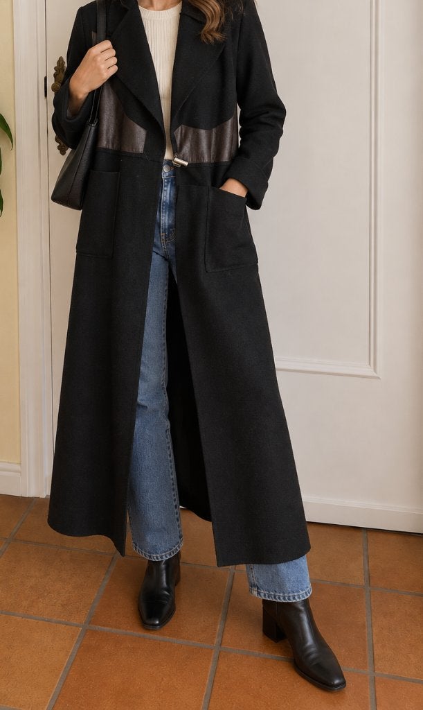 ZAPA lange wollen mantel maat 36/38, Kleding | Dames, Maat 38/40 (M), Zwart, Ophalen of Verzenden, Zo goed als nieuw