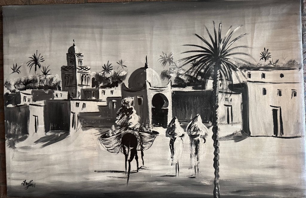 Peinture marocaine, Antiquités & Art, Peint à la main, Peinture à l'huile, Paysage, Enlèvement