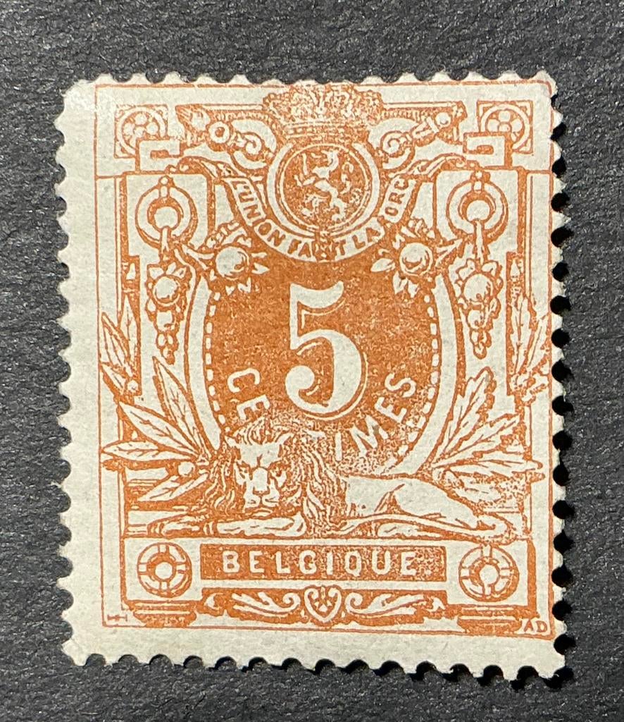 LOTVERKOOP 447. OBP: 28. MH. Liggende leeuw., Spoor van plakker, Orginele gom, Ophalen of Verzenden, Postfris