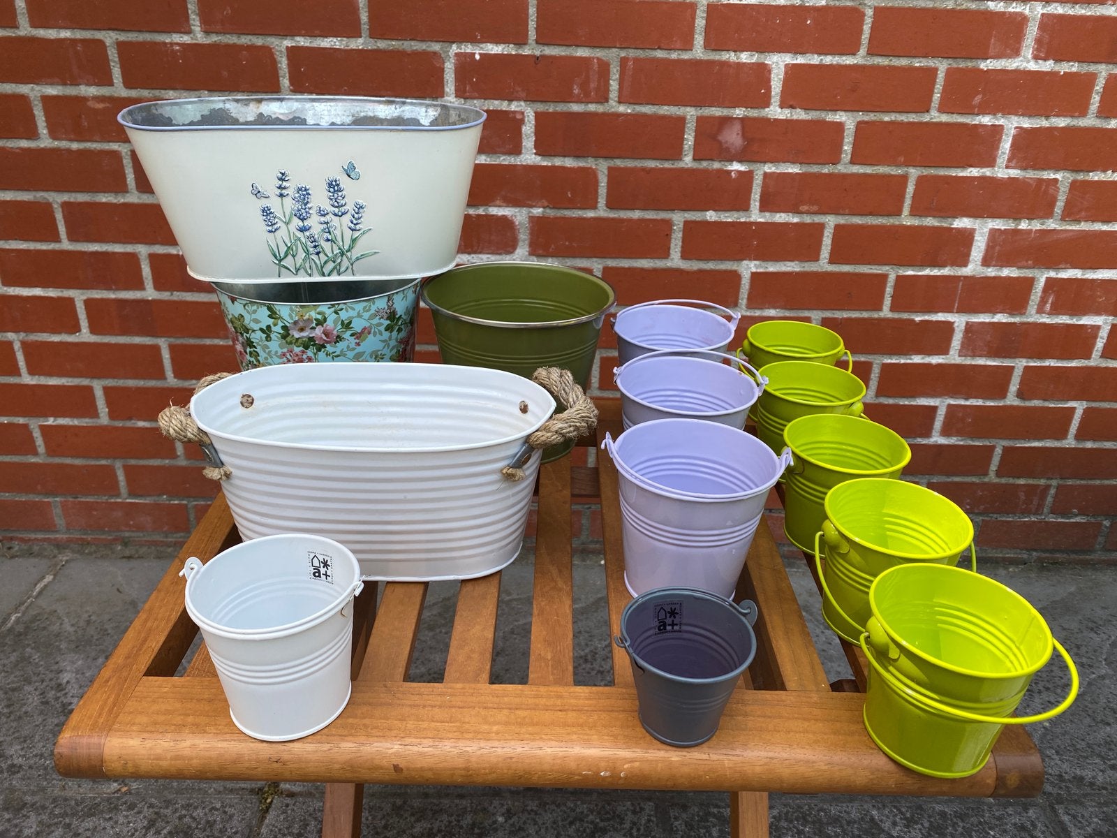 Metalen potjes voor tuin kruiden voor alles, Tuin en Terras, Ophalen of Verzenden, Zo goed als nieuw
