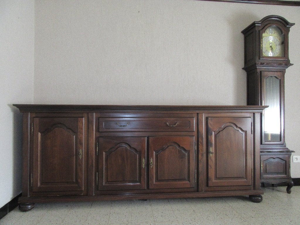 dressoir en staande klok notelaar, Ophalen, Gebruikt, Klassiek, Met lade(s)