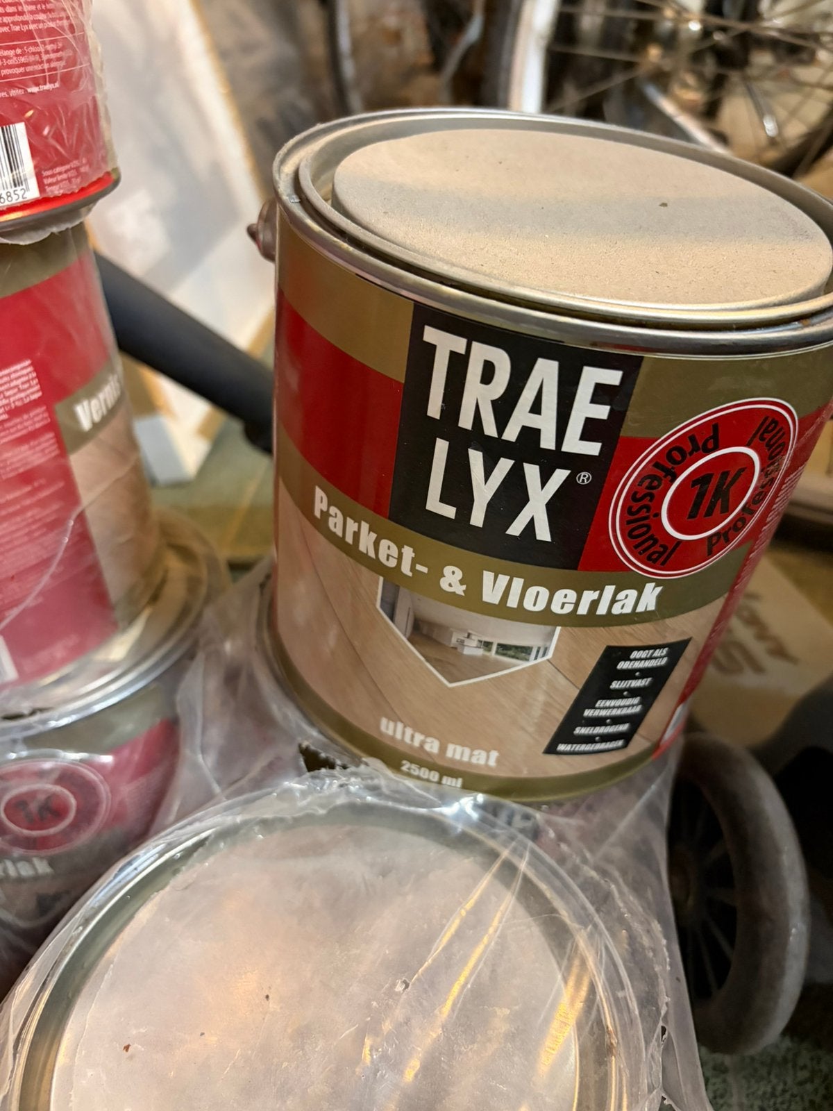 6 potten TRAE-LYX PARKET- & VLOERLAK, Doe-het-zelf en Bouw, Ophalen, Nieuw, Lak