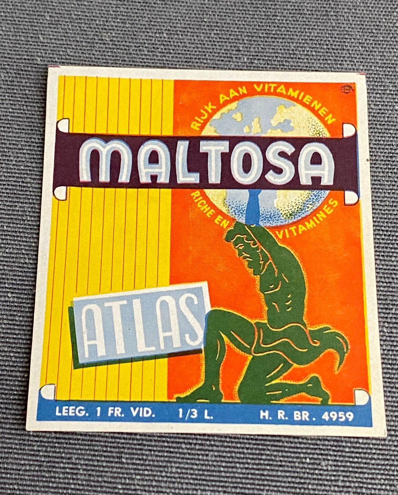 Oud etiket MALTOSA brouwerij ATLAS te BRUSSEL, Collections, Enlèvement ou Envoi, Utilisé