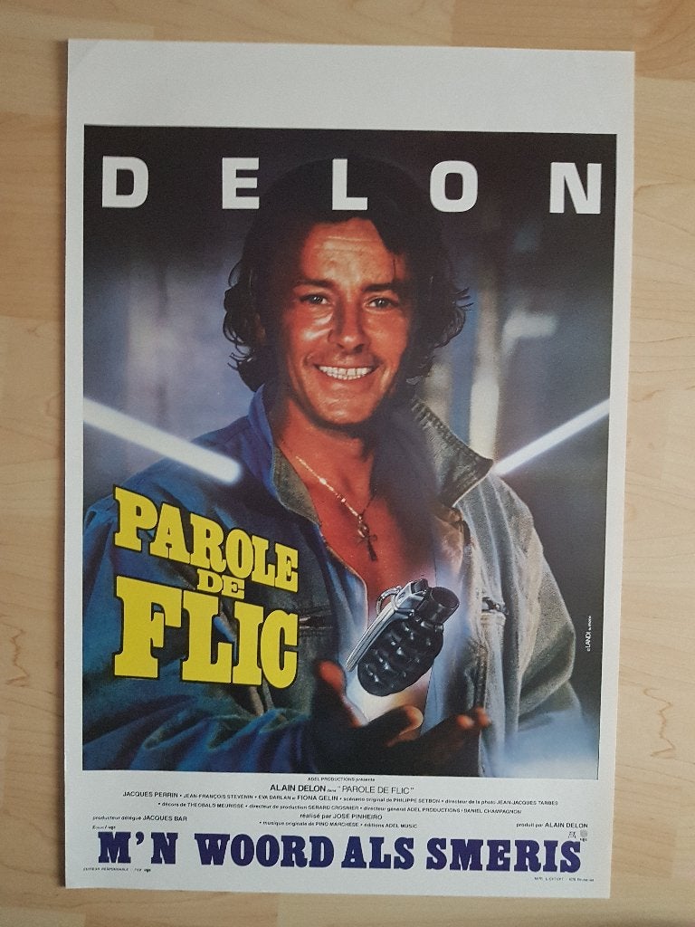 filmaffiche Alain Delon Parole de flic 1985 filmposter, Enlèvement ou Envoi, Rectangulaire vertical, A1 jusqu'à A3, Comme neuf