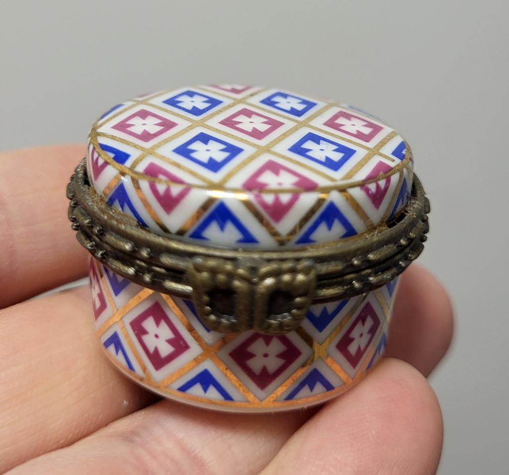 Vintage porseleinen sieradendoosje, Ophalen of Verzenden, Blauw