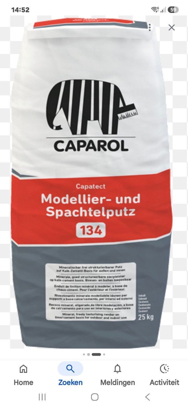 Kalei Caparol Mineral 12 zakken van 25 kg, Doe-het-zelf en Bouw, Ophalen, Nieuw