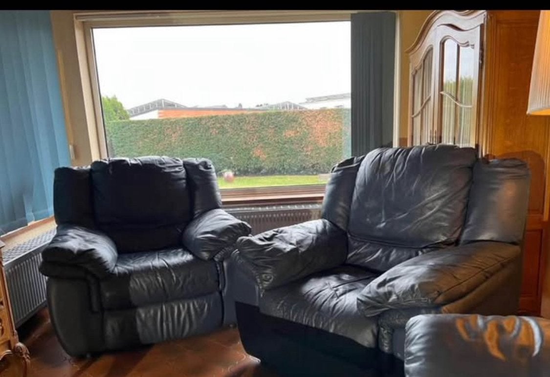 Fauteuils en similicuir bleu, Maison & Meubles, Fauteuils, 100 à 125 cm, Utilisé, Autres matériaux, 75 à 100 cm