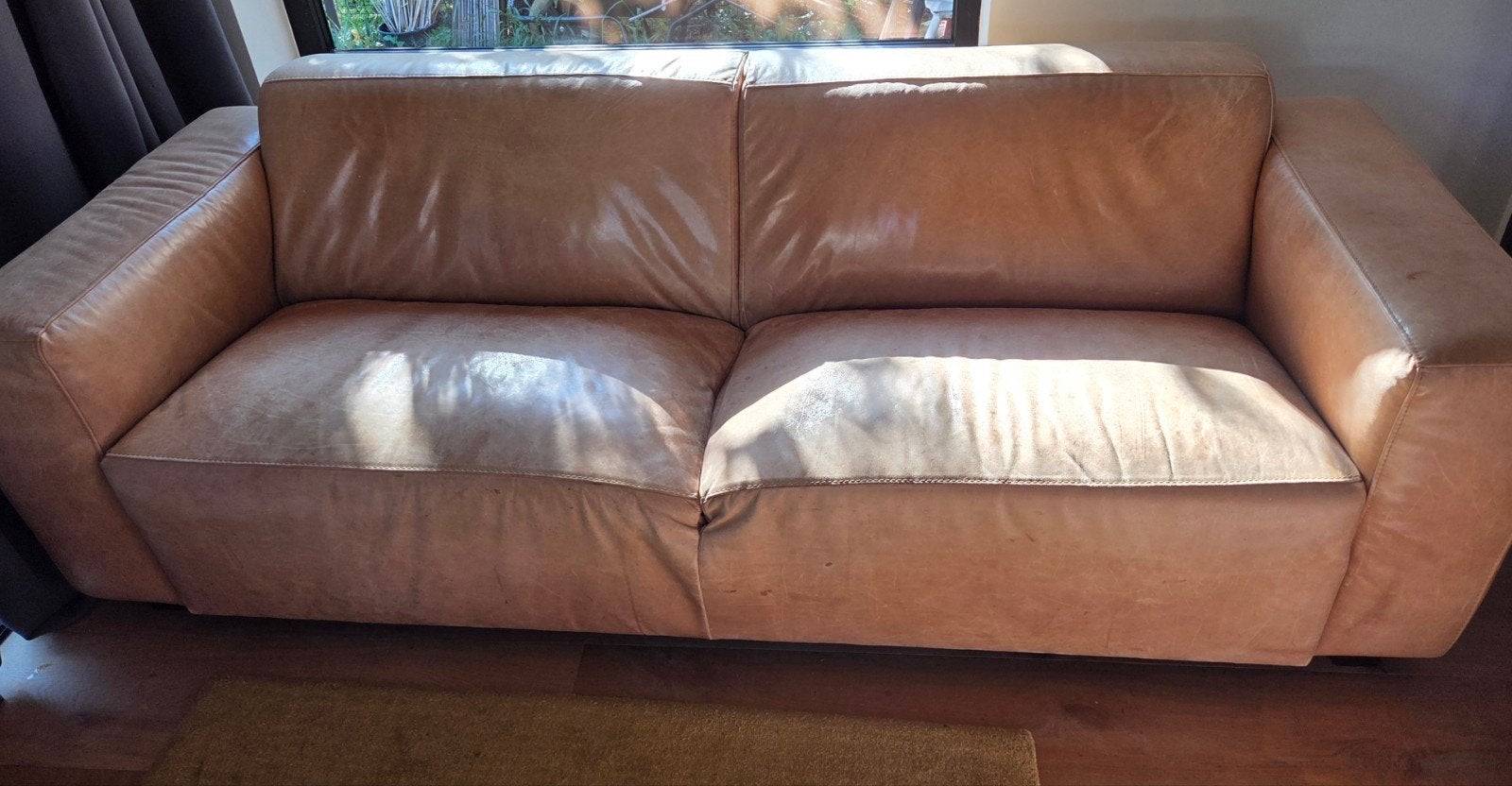 stoere cognac lederen 2-zit I volwaardig leer, Ophalen, Leer