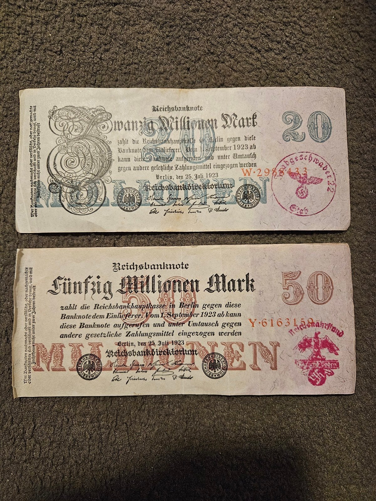 Ensemble de billets du Reich allemand du Troisième Reich, Enlèvement ou Envoi, Allemagne, Série