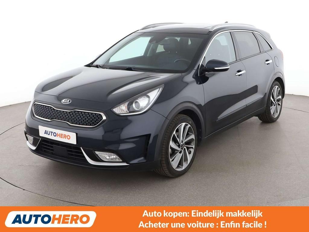Kia Niro 1.6 Hybrid Active (bj 2017, automaat), Auto's, Kia, Gebruikt, Zwart, Zwart, Leder