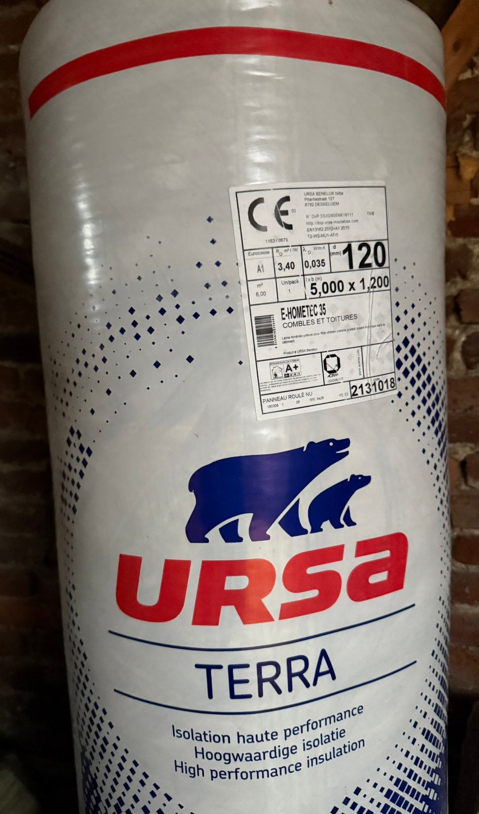 18 m2 minerale wol met een dikte van 120 mm, Doe-het-zelf en Bouw, Overige materialen, 12 cm of meer, Nieuw, 15 m² of meer