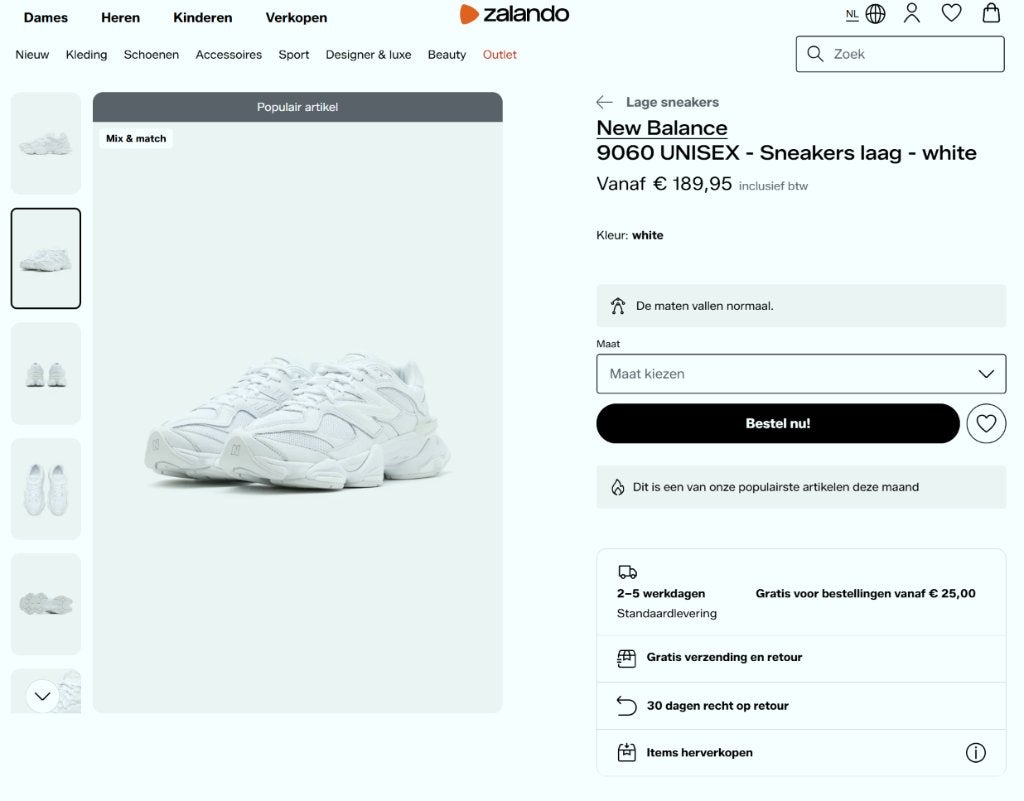 New Balance 9060 UNISEX Wit Maat 43, Vêtements | Hommes, Neuf, Enlèvement ou Envoi, New balance, Blanc