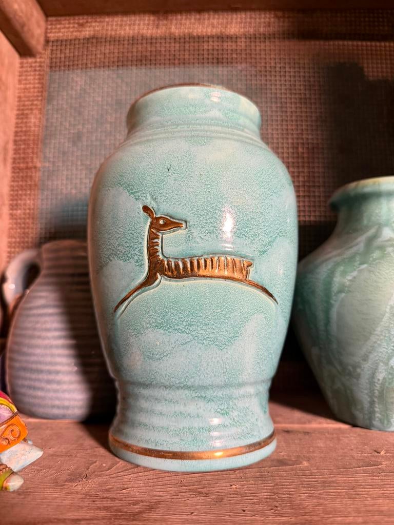 Art Deco vaas L. Fontinelle – Frankrijk –jaren 30 hert decor, Antiek en Kunst, Ophalen of Verzenden