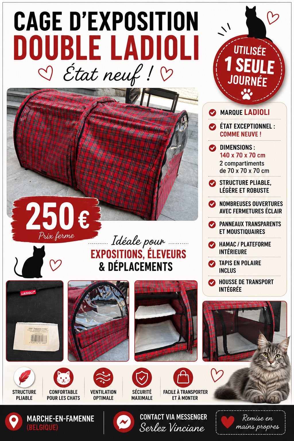 Cage d expositions chats ou chiens, Animaux & Accessoires, Accessoires pour chats, Neuf, Enlèvement