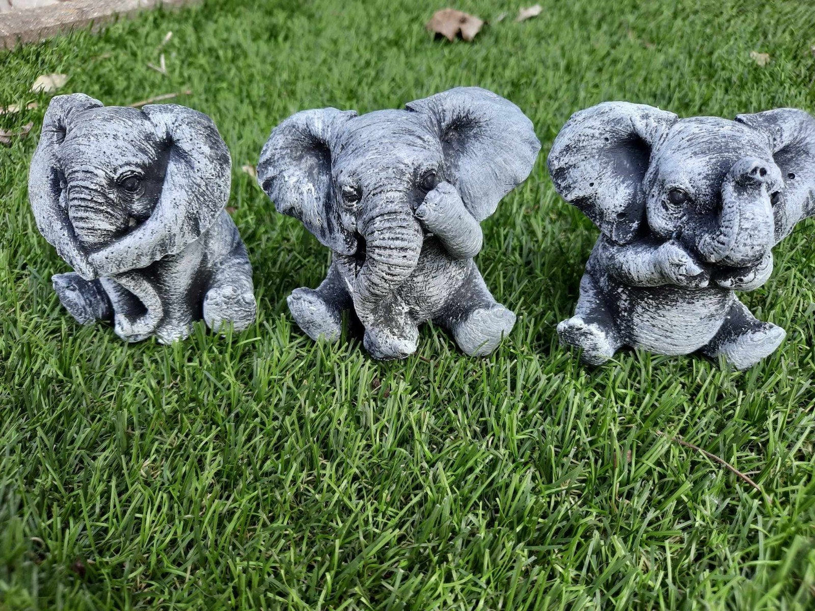 Horen zien zwijgen olifant 8cm, Ophalen, Beton