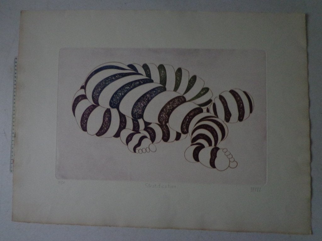 ets van Alain Derez "Stratification" 14/30, Antiek en Kunst, Ophalen, Ets, Genummerd, 1950 - 1999