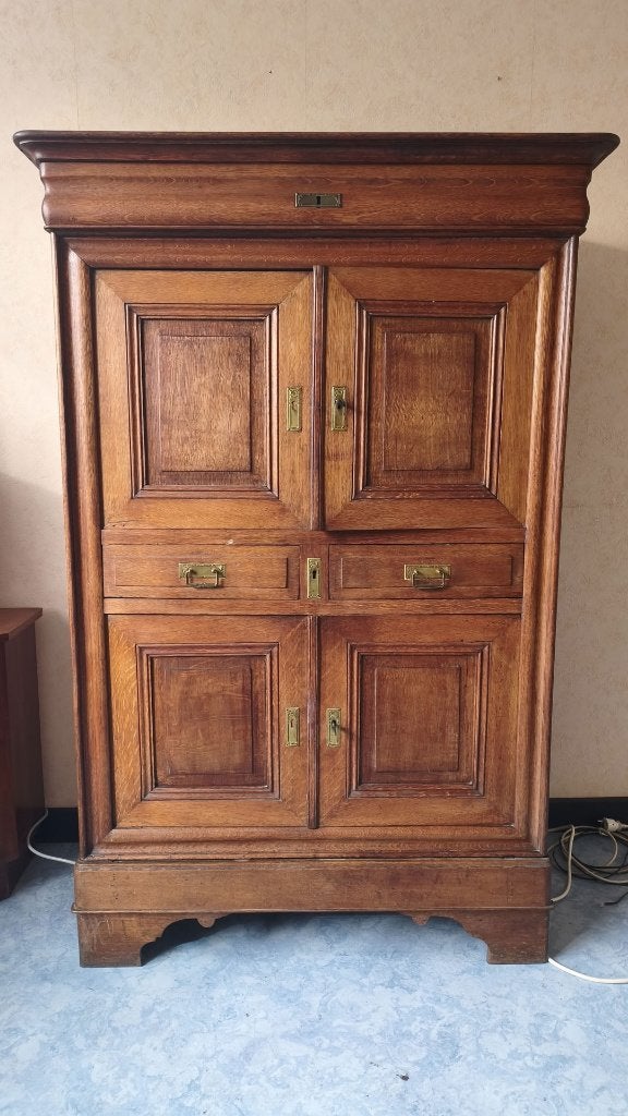 Armoire ancienne en chêne massif, 4 portes, fin XIXe, Enlèvement