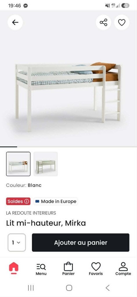 Lit enfant mi-hauteur, Enfants & Bébés, Chambre d'enfant | Lits superposés & Lits mezzanines, Enlèvement, Utilisé, Lit mi-hauteur mezzanine