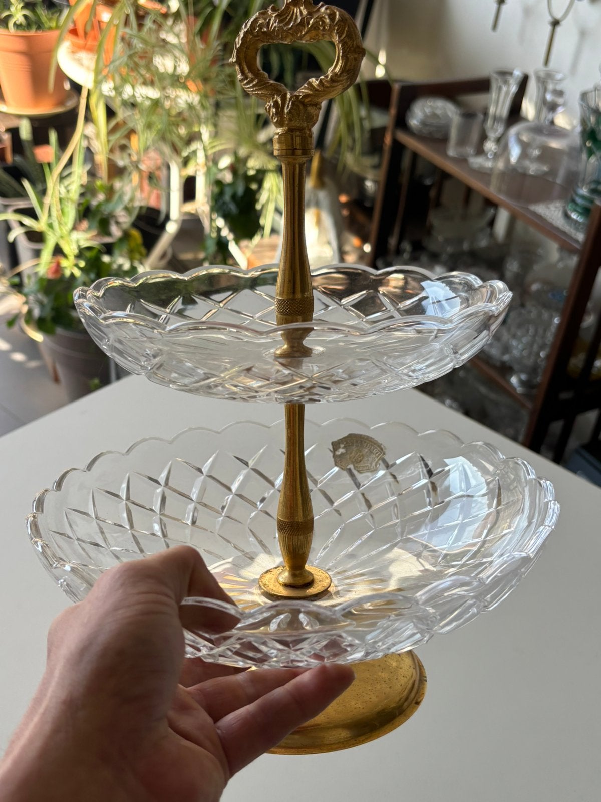 Antieke etagère Val Saint Lambert in perfecte staat 100€, Antiek en Kunst, Ophalen